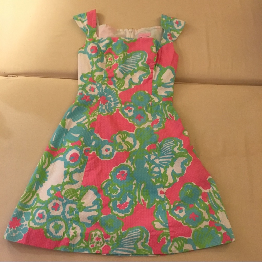 Rare Lilly Pulitzer pink floral dress size 00